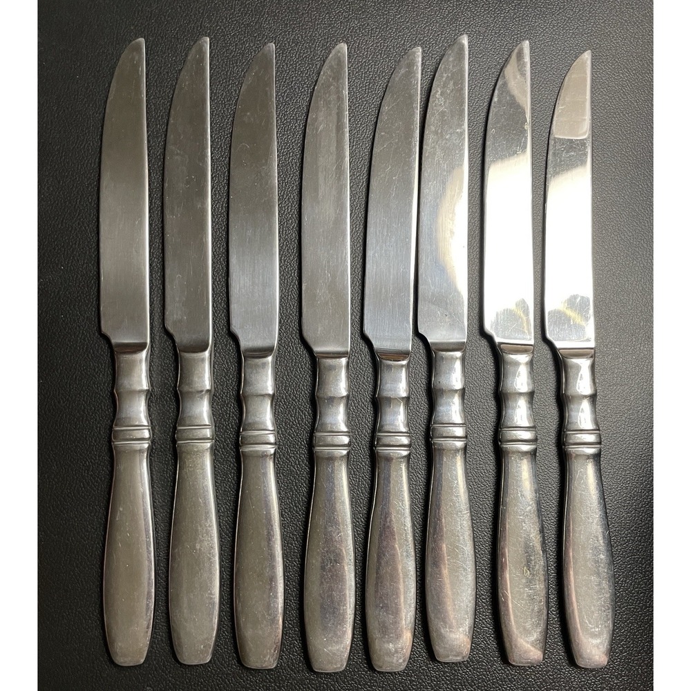 Set of 8 Reed & Barton Heritage‎ Mint Stainless Brompton Steak Knives